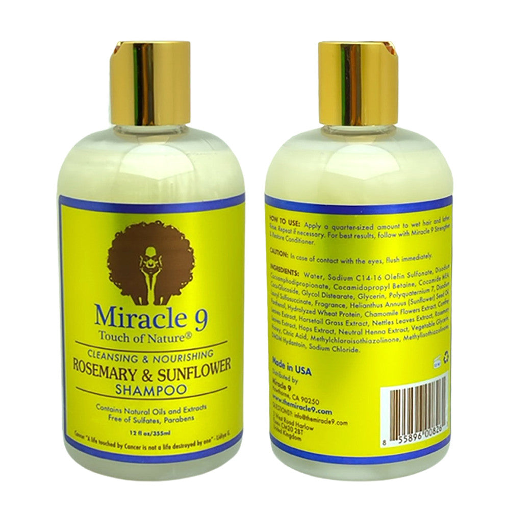 Miracle 9 Rosemary and Sunflower Cleansing and Nourishing Shampoo, 12 Oz